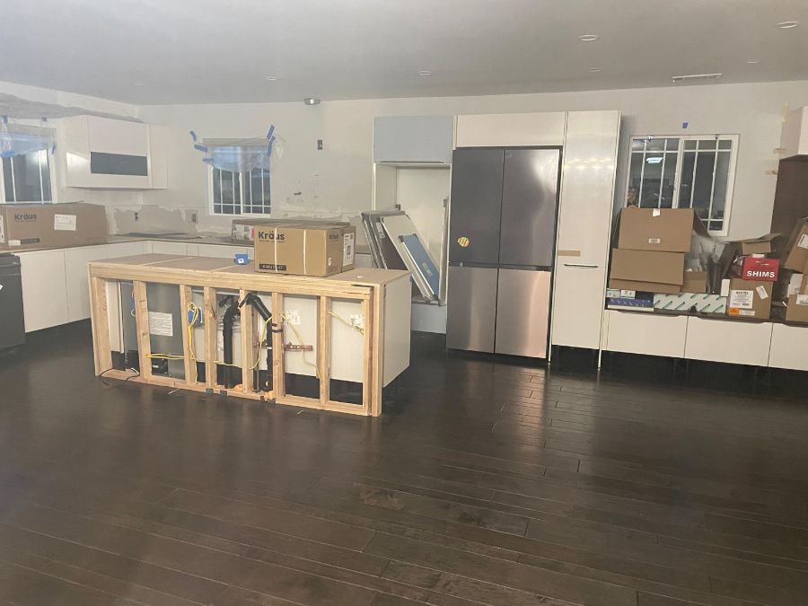 Kitchen island plumbing rough-in
