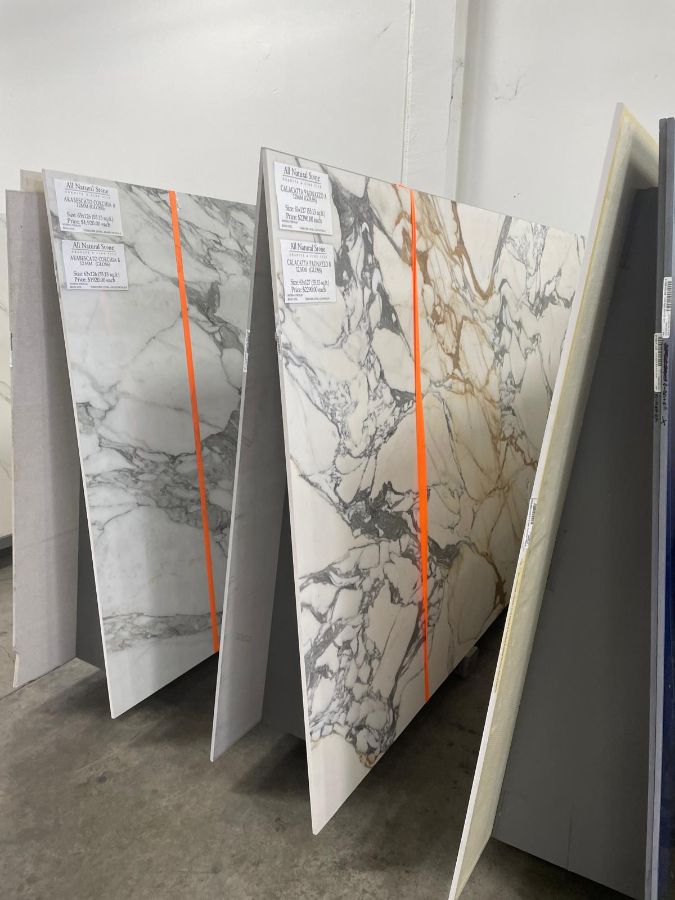 Choosing porcelain slabs at the stone yard