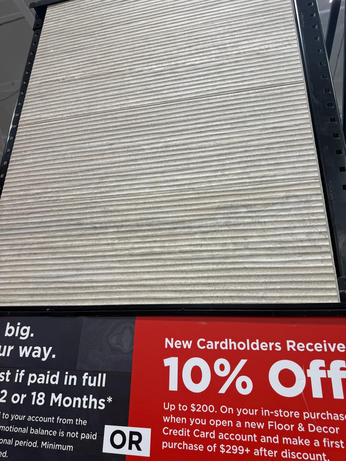Ribbed tile sample at the showroom